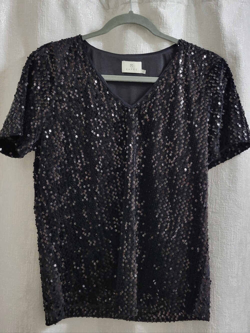 Kaffe V Neck Sequin Top